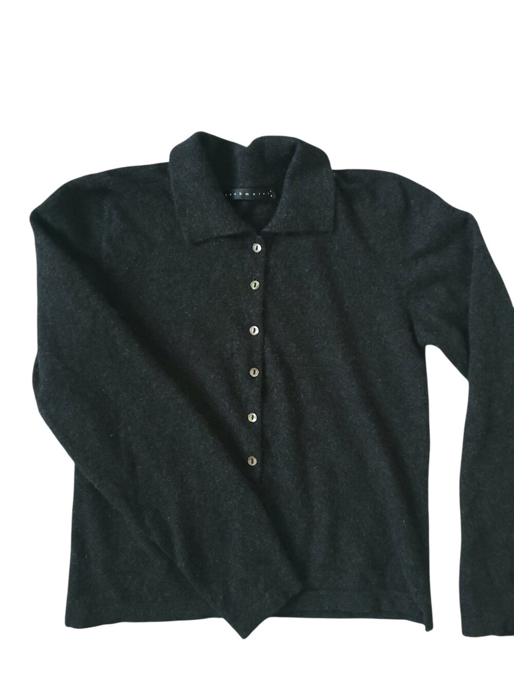William Lockie VTG Cashmere‎ Golf Cardigan S Charcoal Scotland Quiet Luxury